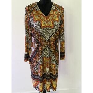 Chico Leopard Flortaly Print Spandex A-Line Stretchy Dress S-12